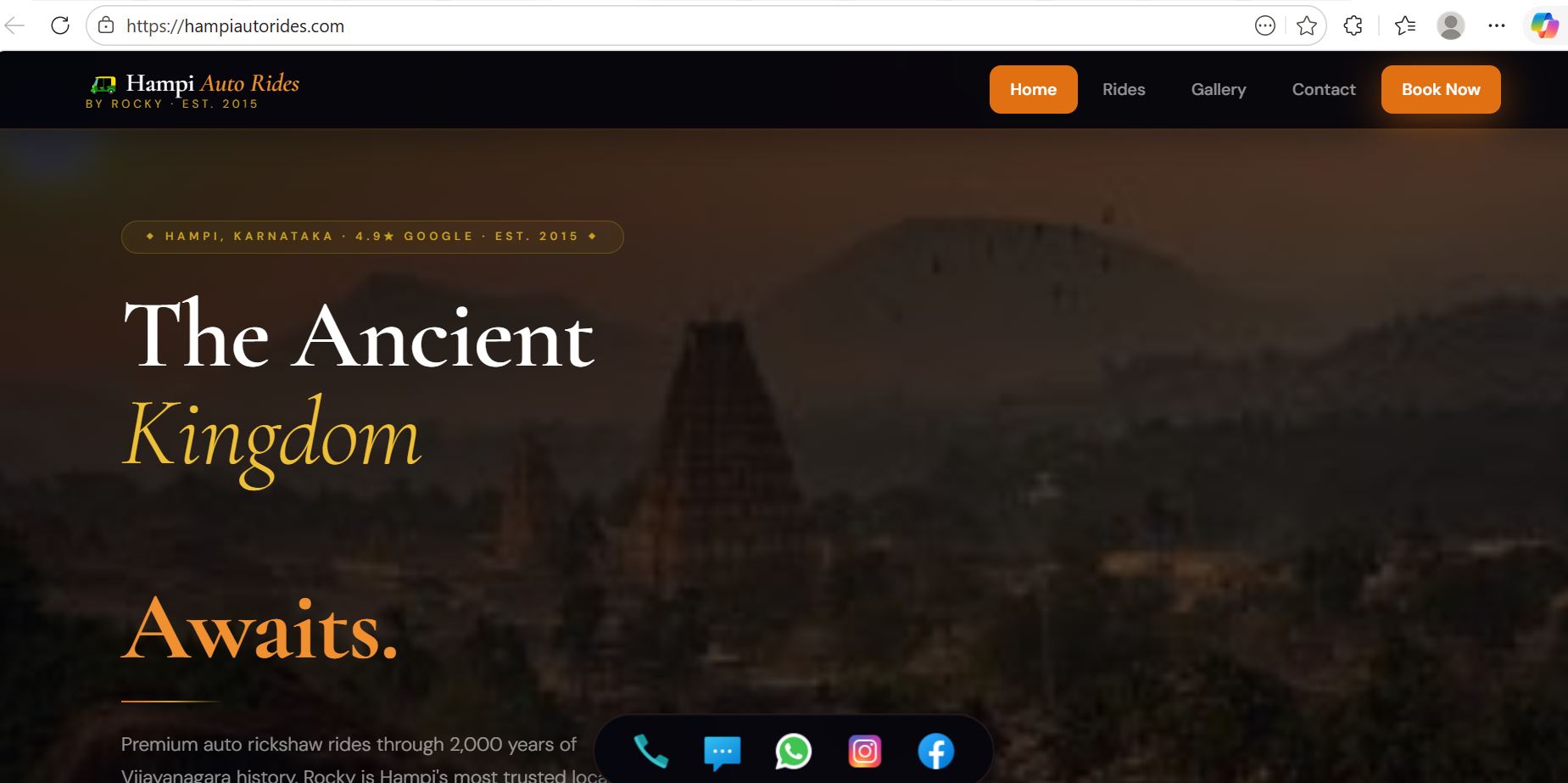 Hampi Auto Rides website preview